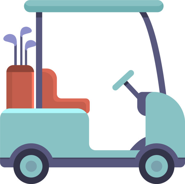 豪华高尔夫球车图标卡通风格图片下载