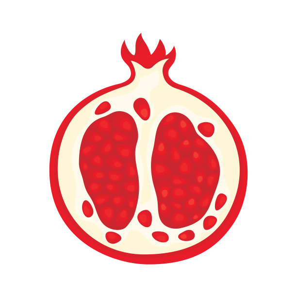 半石榴果实孤立在白色上图片下载