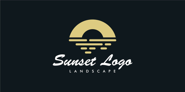 日落或日出标志设计模板图片下载