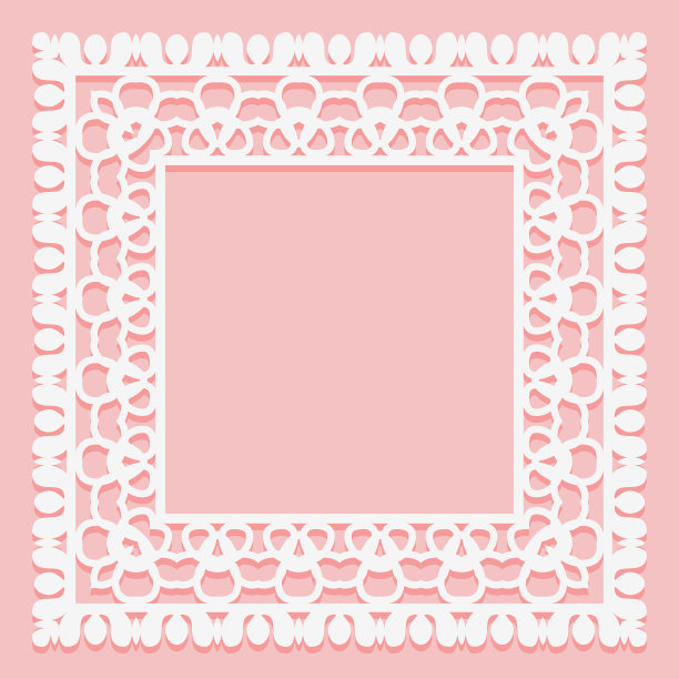 白色蕾丝框架方形镂空图片下载