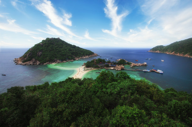 泰国Koh Nang Yuan岛美丽的热带绿松石海滩景色图片下载