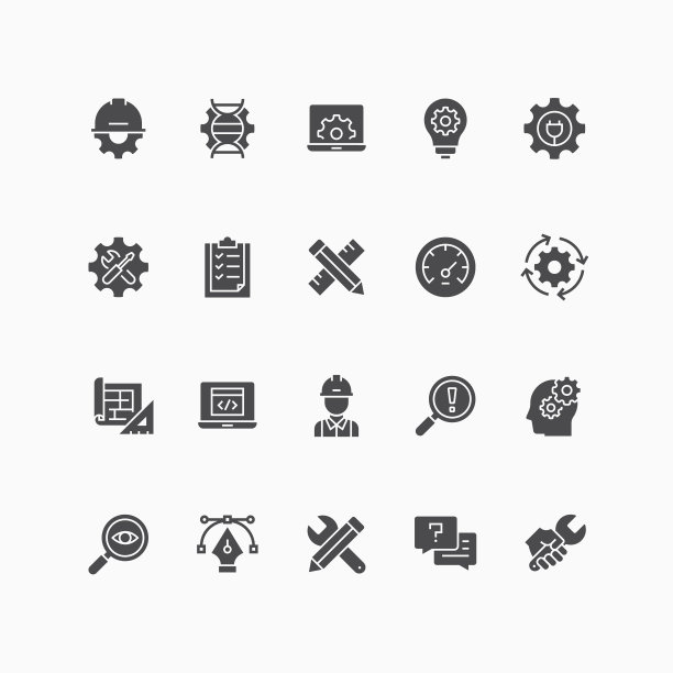 一组工程图标。图片下载