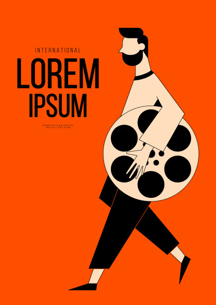 电影和电影海报设计模板背景与复古电影卷轴图片下载