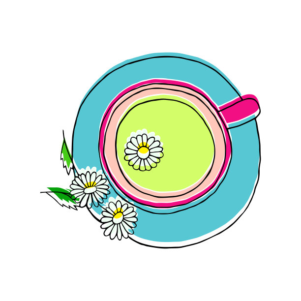 矢量插图的杯子与茶。甘菊草本茶。图片下载