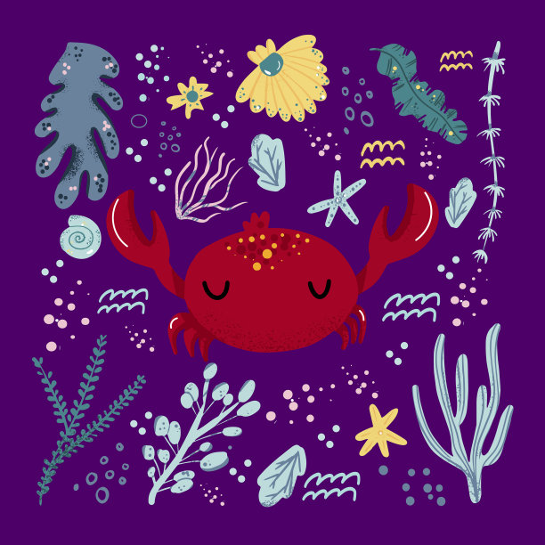 可爱的蟹手涂鸦画平野海海图片下载