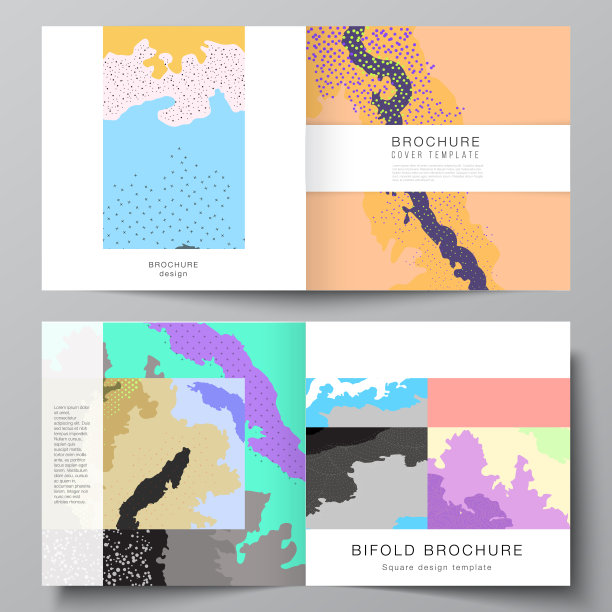 矢量布局的两个封面模板为正方形设计双折页小册子，传单，封面设计，书设计，小册子封面。日本模式模板。亚洲风格的景观背景装饰。图片下载
