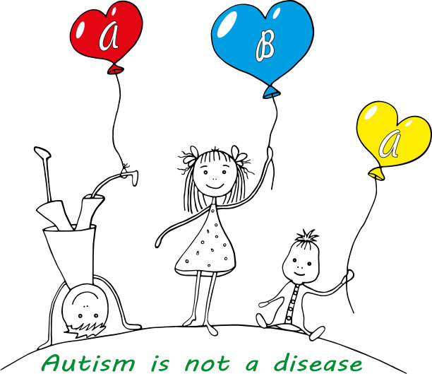 玩气球的儿童涂鸦插画素材图片