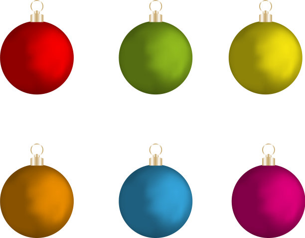 彩色圣诞球集孤立图片下载