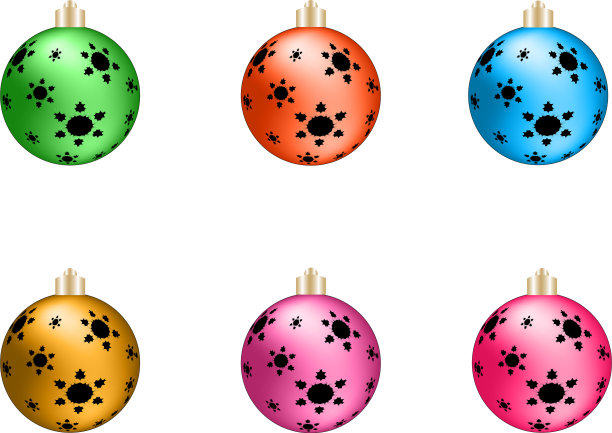 彩色圣诞球集孤立图片下载