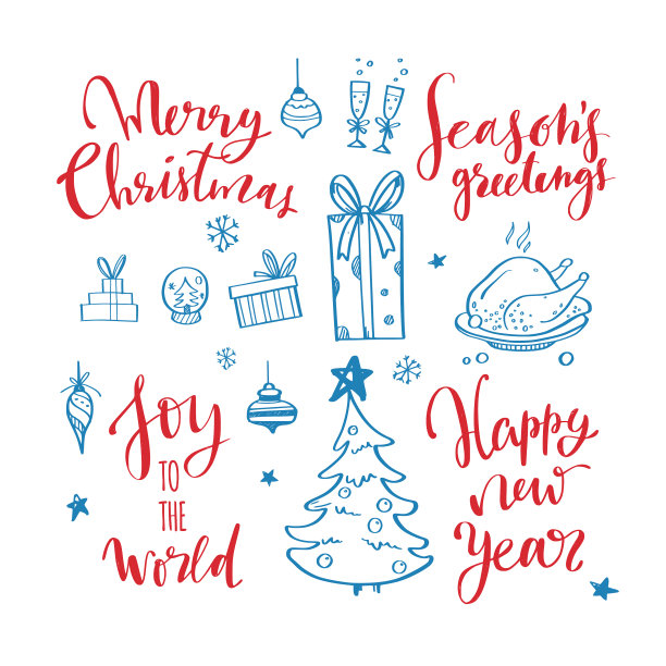 大设置圣诞设计涂鸦元素图片下载