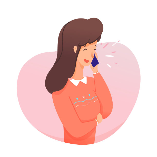 微笑的女人有不错的谈话电话图片下载