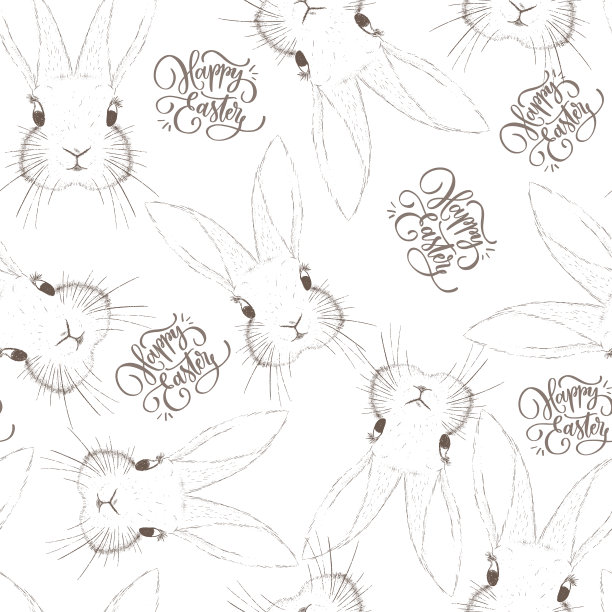 复活节兔子和兔子用字母无缝图案。图片下载