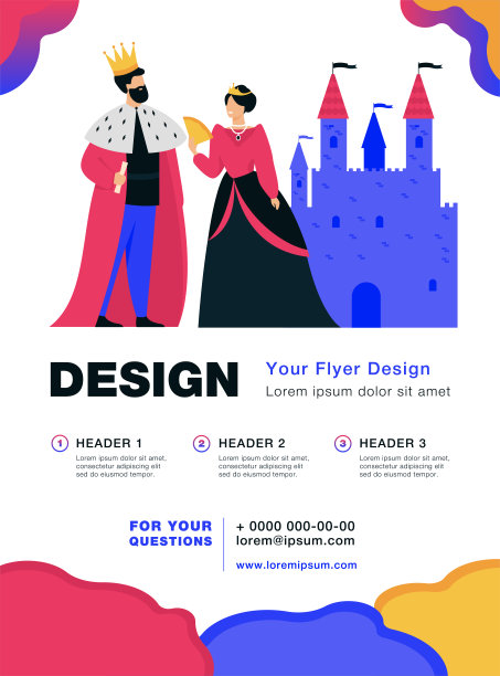 国王和王后站在城堡前图片下载