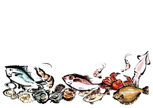 海鲜集手写插图与边距图片下载