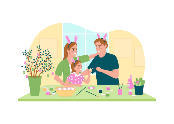 绘制复活节彩蛋2D矢量网络横幅，海报图片下载