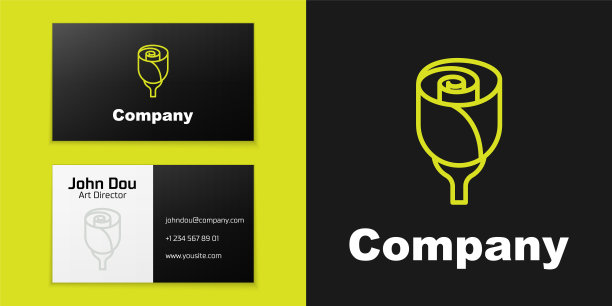 标志线花玫瑰图标孤立在黑色背景。Logo设计模板元素。向量图片下载