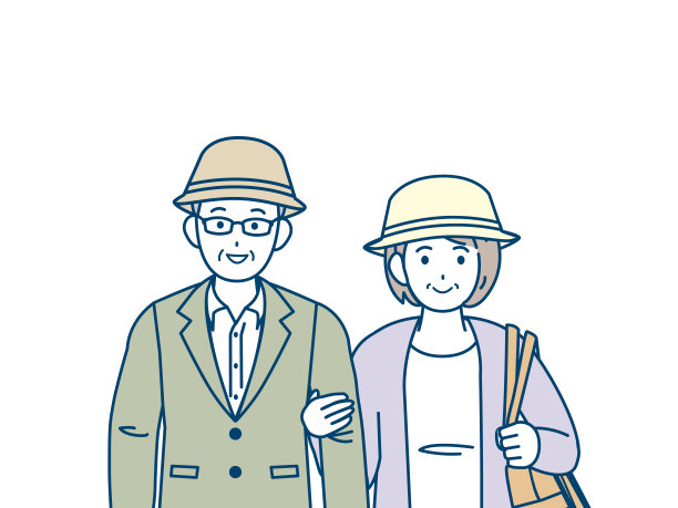 老夫妇出门插图图片下载