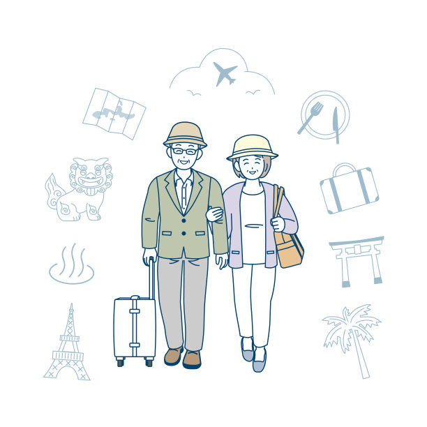 老夫妇去旅游插图图片下载