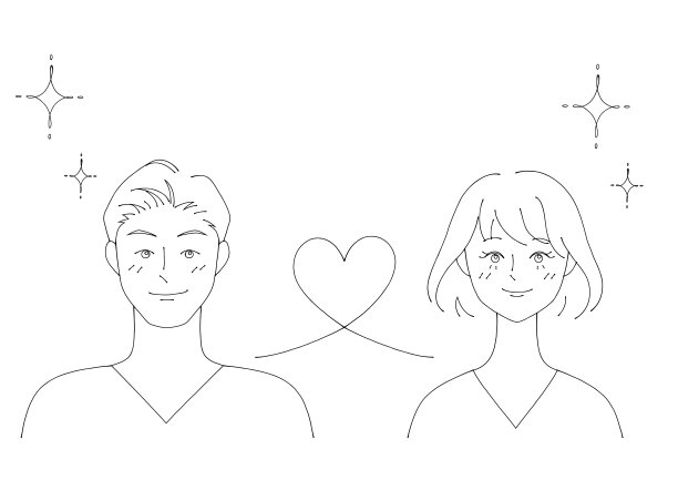 一对夫妇的插图(白色背景，矢量，剪切)图片下载