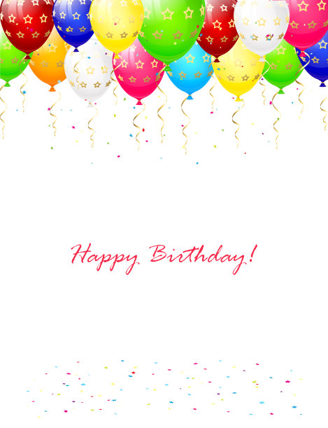 带五彩纸屑的生日气球图片下载