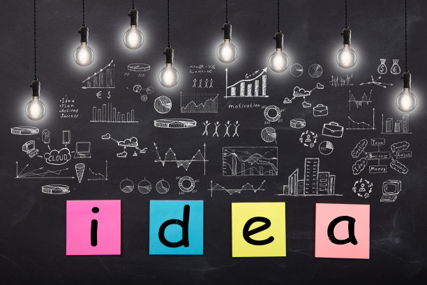 商业概念-草图与方案和图表在黑板上图片下载