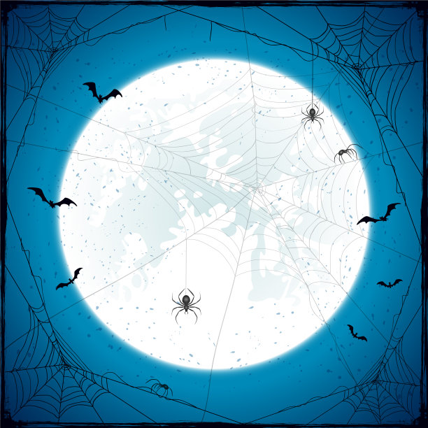 万圣节垃圾背景与月亮和蜘蛛图片下载