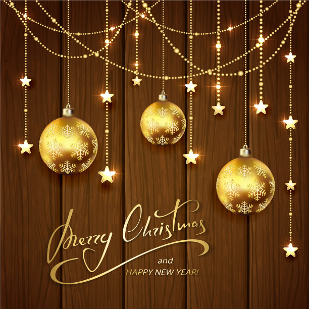 棕色木制背景上的圣诞装饰图片下载