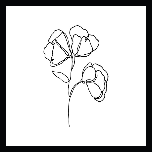 简单连续的线条艺术花卉图片下载