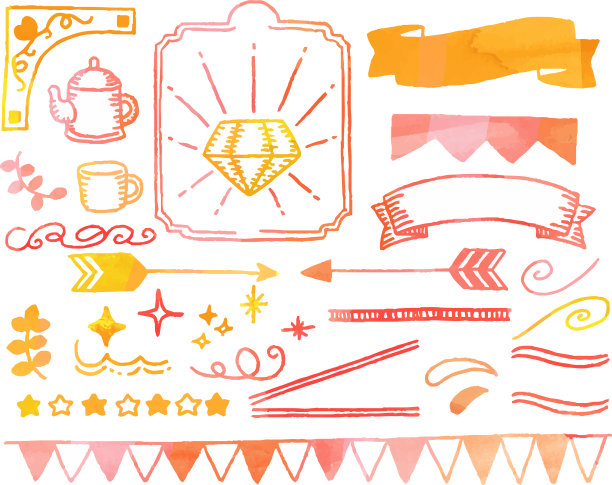 用暖色手绘框架图标集图片下载