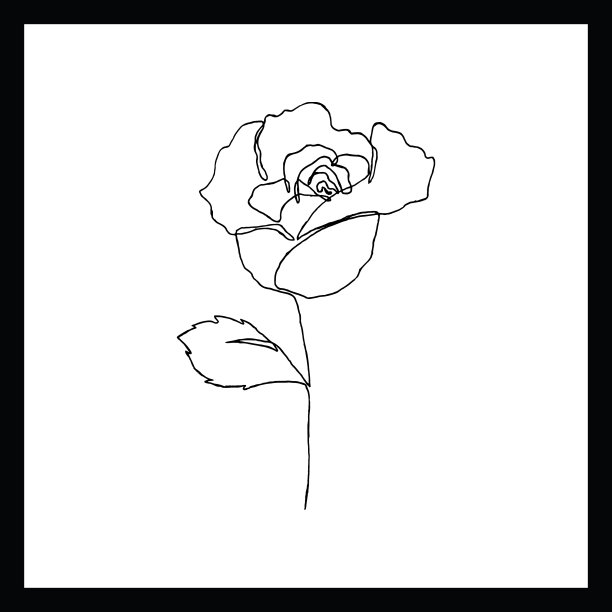 简单连续的线条艺术花卉图片下载