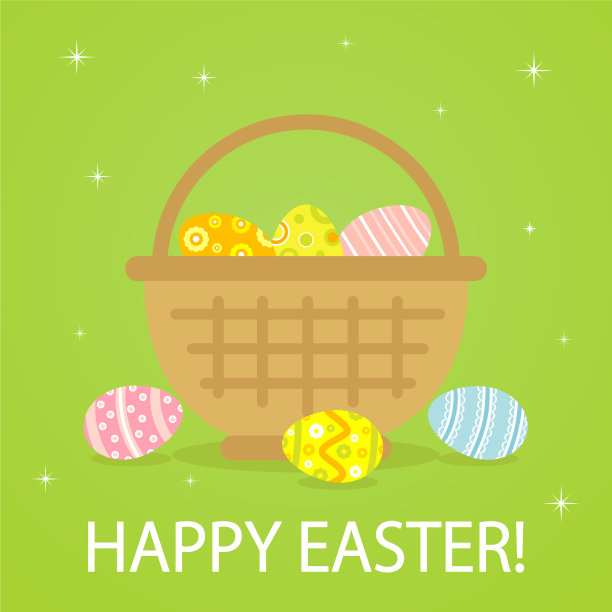 篮子里有五颜六色的复活节彩蛋图片下载