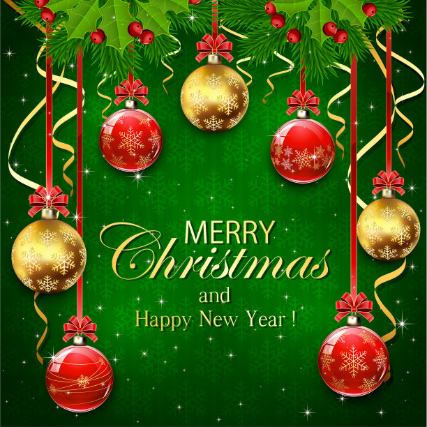 绿色背景的圣诞球和图片下载