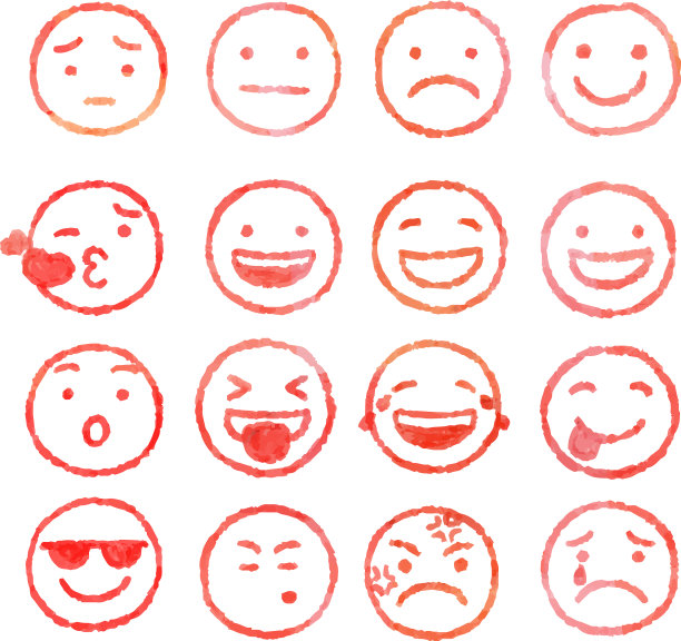 脸图标轮廓设置使用暖色水彩图片下载