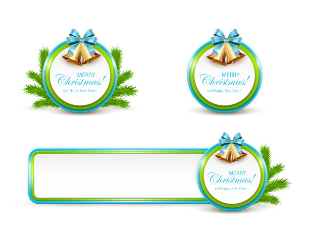 挂着金色铃铛的圣诞横幅图片下载