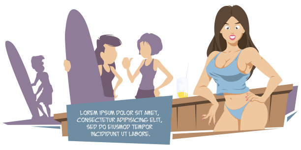 女孩在游泳衣在娱乐冲浪者图片下载