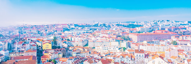 葡萄牙里斯本的彩色顶视图图片下载