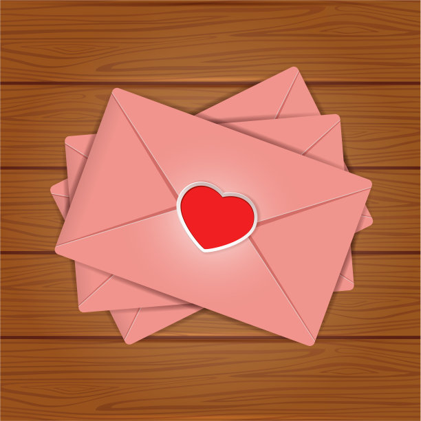 将情人节卡片放在木制背景上图片下载