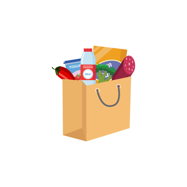 纸质杂货袋与生产平面图片下载