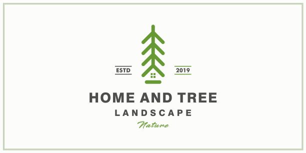 树和房子的标志设计灵感图片下载