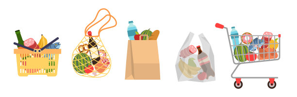 购物袋里装着食品和杂货图片下载