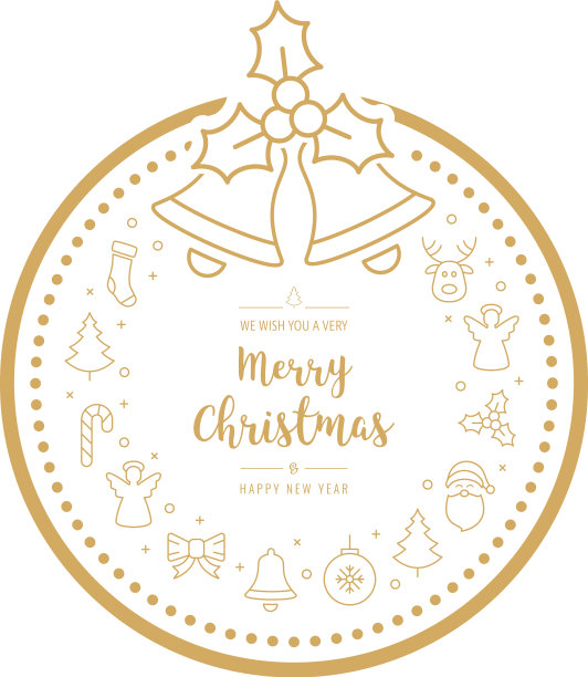 圣诞金图标装饰物花环元素图片下载