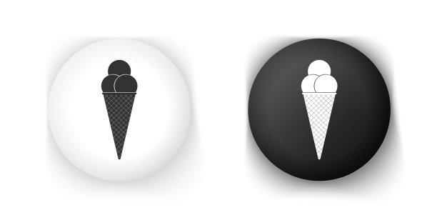 黑白冰淇淋在华夫蛋筒图标图片下载
