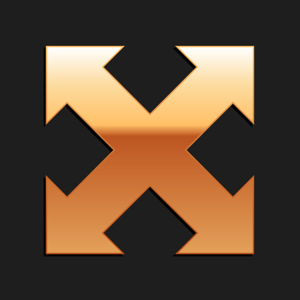 金箭头在四个方向图标孤立上图片下载