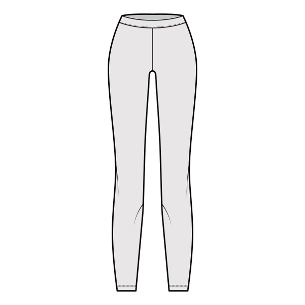 紧身裤针织裤技术时尚插图低腰，上升，全长。平底运动训练，长裤图片下载