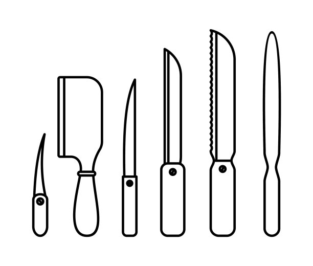 直线画一套刀在白色上图片下载
