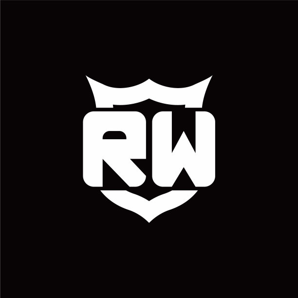 Rw标志字母与盾牌围绕皇冠形状图片下载