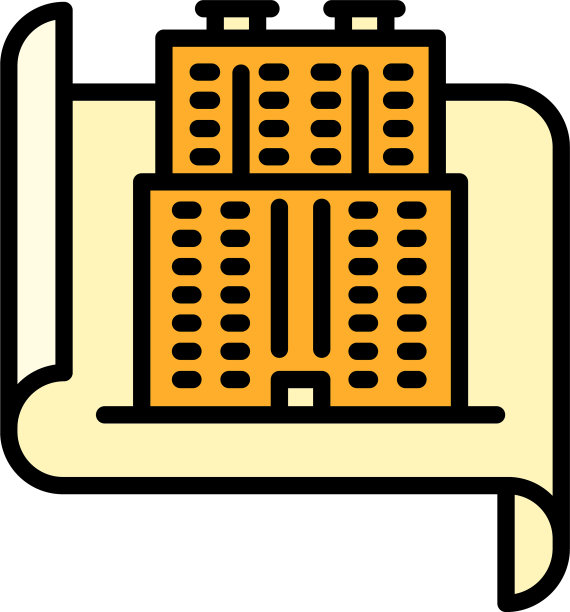 城市建筑项目图标轮廓风格图片下载