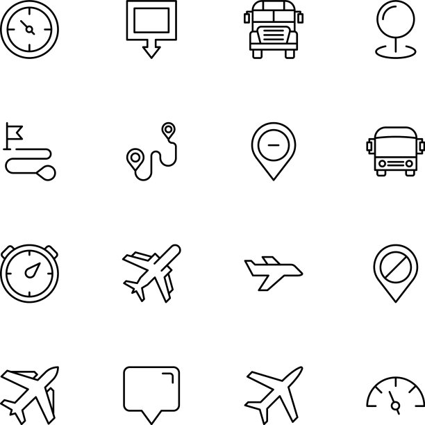 公共交通图标集图片下载