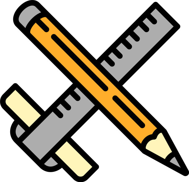 铅笔尺子建筑师图标轮廓风格图片下载