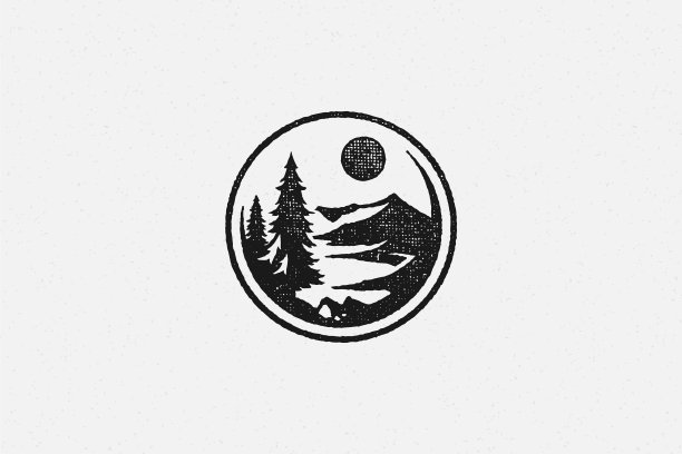 圆形纹章，林木和山脊图片下载